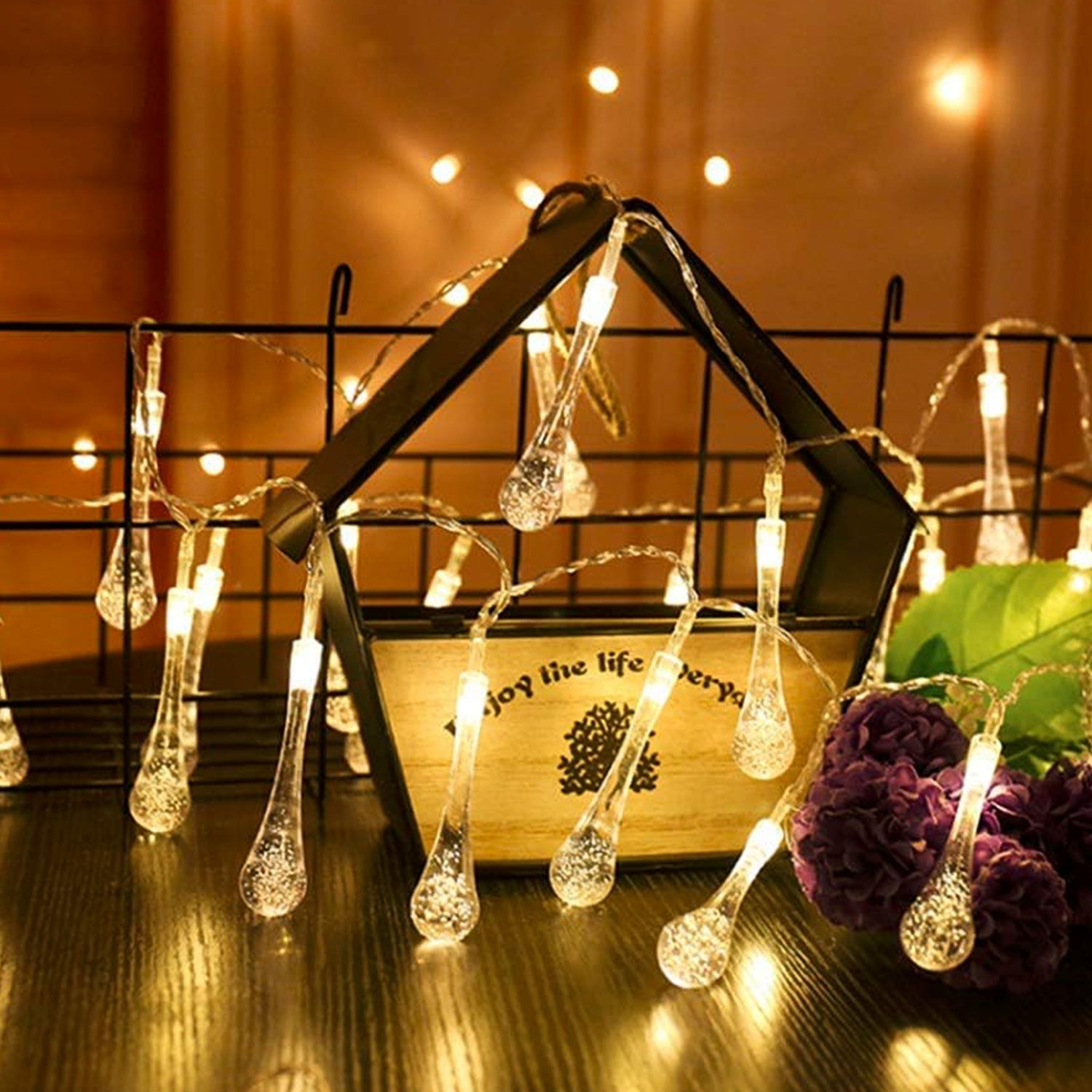 Decorative LED Lighting Chain with Crystal Water Drop Bulbs Approx 3 Mtr (1 Pc) Decorative LED Lighting Chain with Crystal Water Drop Bulbs Approx 3 Mtr (1 Pc)